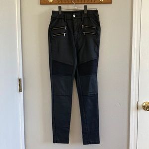 Women’s Faux Leather (Coated) Black Moto Pants Size 6